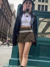 Star Patch Washed Denim Skirt Sai Feel